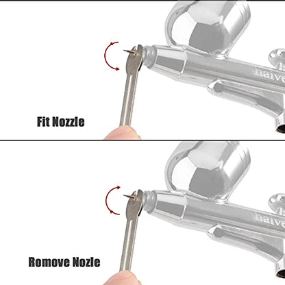 Dual-Action Airbrush Kit 0.3mm Air Brush Gun with Extra 0.2mm & 0.5mm Nozzles Needle Air Caps and Quick Release Disconnect Coupler - size: 0.2mm/0.3mm/0.5mm