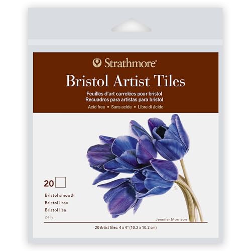 Strathmore 400 Series Artist Tiles Bristol Paper Pack, Smooth Finish (2-Ply), 20 Sheet, 4x4 inch, 1 Count