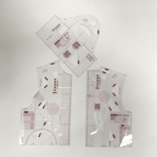 3 Piece Clear Set Doll Clothes Ruler Tailor Garment Cloth Sewing Tool Design French Curve Drafting Template 1:5 Fashion Tools Measure for Dressmaking Pattern Design Tape Measures and Rulers