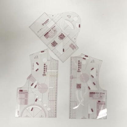 3 Piece Clear Set Doll Clothes Ruler Tailor Garment Cloth Sewing Tool Design French Curve Drafting Template 1:5 Fashion Tools Measure for Dressmaking Pattern Design Tape Measures and Rulers