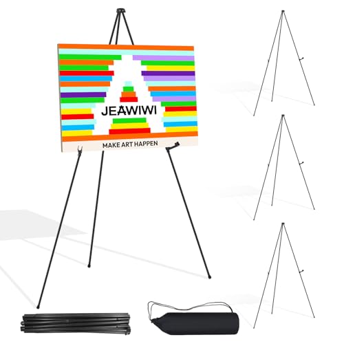 JEAWIWI 4 Pcs Lifhtweight Easel Stand, 66 Inch, Black, with Portable Bags - color: Black, size: 4 PCS