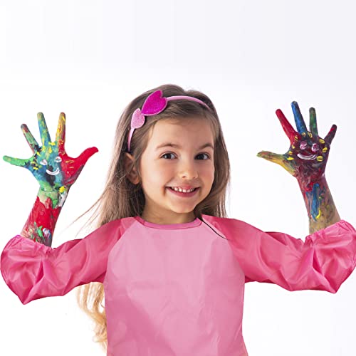 CUBACO Kids Painting Apron, 2pcs Waterproof Art Smocks For Child 3-8 Years, Kids Smocks for Painting Aprons with Long Sleeve - color: Blue&pink