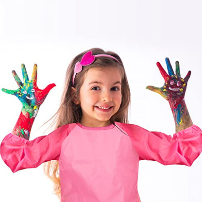 CUBACO Kids Painting Apron, 2pcs Waterproof Art Smocks For Child 3-8 Years, Kids Smocks for Painting Aprons with Long Sleeve - color: Blue&pink