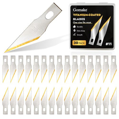 Exacto Knife Blades #11 Titanium Coated Replacement Blades-30 Pack | #11 Blades for Precision Hobby Knife Hobby Blades Refill Set for Craft, Hobby, Scrapbooking,Cutting