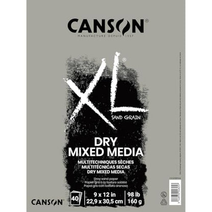 Canson XL Series Sand Grain Dry Mixed Media Pad, 9" x 12", Grey, 98 lb. (160gsm), 40 Sheets/Pad - color: Grey, size: 9" x 12"