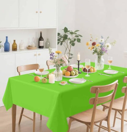 HEIPINIUYE 2 Pack Lime Green Tablecloth Disposable 54 x 108 Inch Green Plastic Table Cloth Disposable Waterproof Rectangle Table Cover for Party Birthday Camping Picnic Tablecloths - color: Lime Green Rectangle Tablecloth, size: 2 Pack