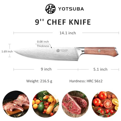YOTSUBA 9 Inch Japanese Chef Knife with Full Tang Rosewood Handle - style: 9 inch chef knife