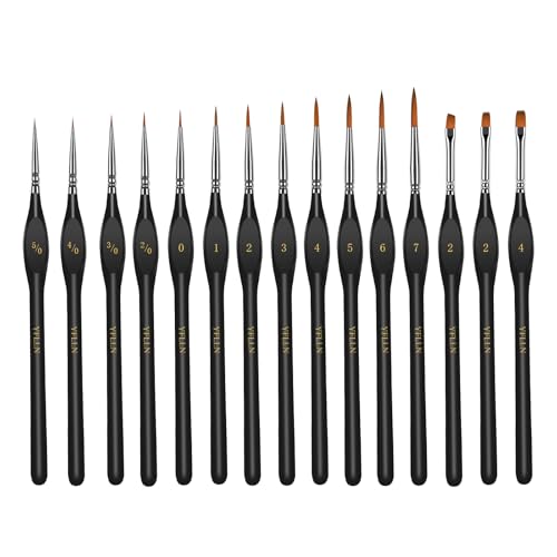 Miniature Paint Brushes, 15PCS Model Brushes Detail Paint Brush Set, Fine Detailing for Watercolor, Oil, Face, Acrylic, Nail, Line Drawing, Scale Model Painting（Black） - size: 15PCS