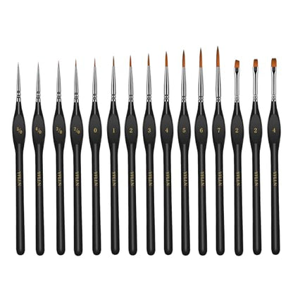 Miniature Paint Brushes, 15PCS Model Brushes Detail Paint Brush Set, Fine Detailing for Watercolor, Oil, Face, Acrylic, Nail, Line Drawing, Scale Model Painting（Black） - size: 15PCS