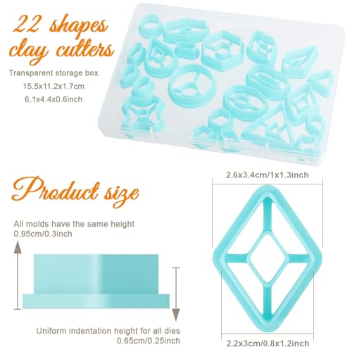 ORIGACH 22 Pcs Geometric Polymer Clay Cutters Set | Boho Studs Polymer Clay Cutters Set Different Geometrical Shapes for Earring Making - style: Basic Geometric