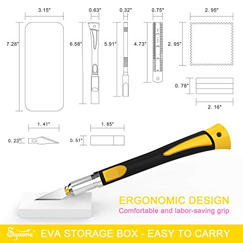 Craft Knife Set, Exacto Knife with Rubber Handle for Cutting, Carving, Scrapbooking, DIY, and Modeling, Including 2 Hobby Knife, 20 Replacement Exacto Blades, Storage Box, Sharpening Stone, Etc - color: Orange