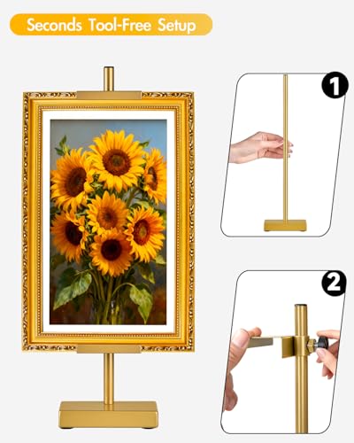 Rofio Gold Easel, 17" Adjustable Tabletop Picture Frame Stand for Signs - color: Gold