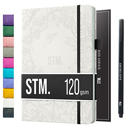 Bullet Dotted Journal Dot Grid Notebook | A5 Daily Journaling Notebooks for Personal Writing, Work, Women | 120gsm Thick Paper, Hard cover, Lay Flat Binding | 5x7 Journals Cuaderno Libretas de apuntes - color: White, style: Iconic (120gsm)