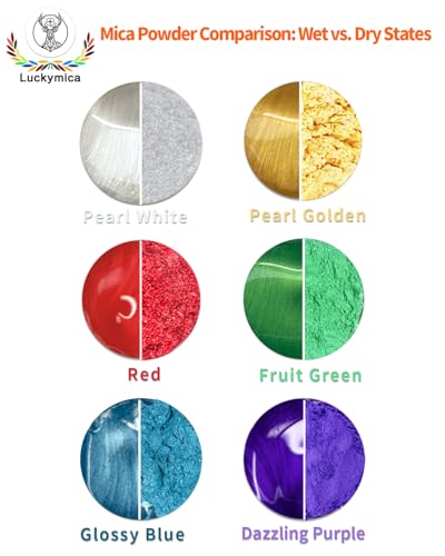 Mica Powder, 6 Colors Pearlescent Pigment Powder for Epoxy Resin, 60g Pearl Pigment Set for Soap Making, Bath Bomb, Candle Making, Art Crafts, Lip Gloss, Nail Polish, Dye - The Classics - color: 6 Colors-The Classics