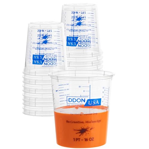 16 Oz Disposable Measuring Cups for Resin, Pack of 20 Clear Graduated Plastic Mixing Resin Epoxy Measuring Cups, Reusable Use for Paint, Epoxy Resin, Art, Kitchen - Liquid Mixing Cups - style: 20