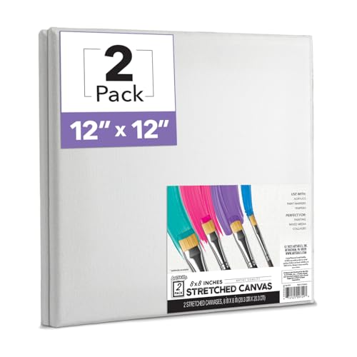 ArtSkills Stretched Canvas for Painting, 12x12 Canvas, 2-Pack Framed | Blank Canvas, Premium Wood Frame, Painting Supplies for Artists - size: 2-Pack 12x12