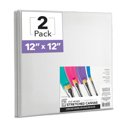 ArtSkills Stretched Canvas for Painting, 12x12 Canvas, 2-Pack Framed | Blank Canvas, Premium Wood Frame, Painting Supplies for Artists - size: 2-Pack 12x12
