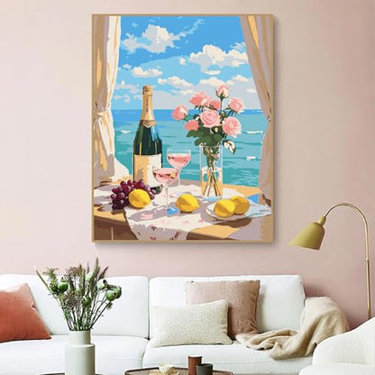 ZRIZQ Landscape Paint by Numbers Kit for Adults Beginner,Flowers Sea,16x20 | Full set with wooden brushes,rolled canvas,rich paints.Calming activity.Beginner friendly.Just open and paint. - color: 16"X20"Rolled Canvas-Flowers 1