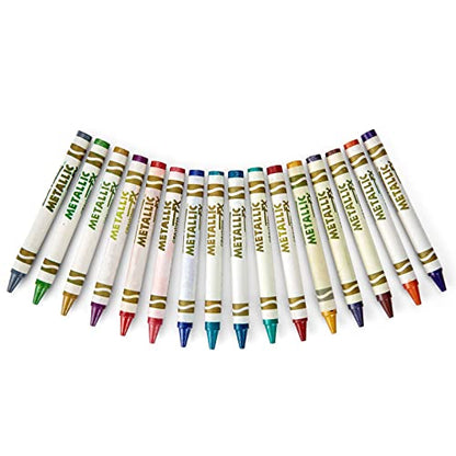 Crayola Metallic Crayons (16ct), Kids Crayons for Coloring and Drawing, Glitter, Shiny, and Unique Colors, Gift for Kids, Nontoxic, 3+