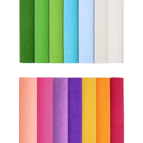 Crepe Paper Flower DIY 14 Colors, 9.8 x 98 Inch Wide Crepe Paper for DIY Gift Wrapping Paper Crafts, Paper Flower Birthday Parties Weddings Festival Decoration (Multiple Colors 3) - color: Multiple colors 3