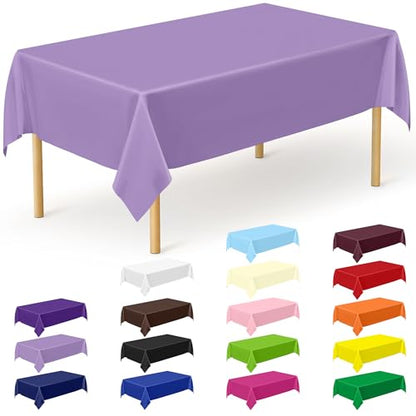 QZYL 12 PCS Lavender Plastic Tablecloths, 54 in x 108 in Dinner Table Cloths, Rectangle Table Cover for Birthday Party Family Gathering Wedding - color: Lavender, size: 12pcs 54x108 in