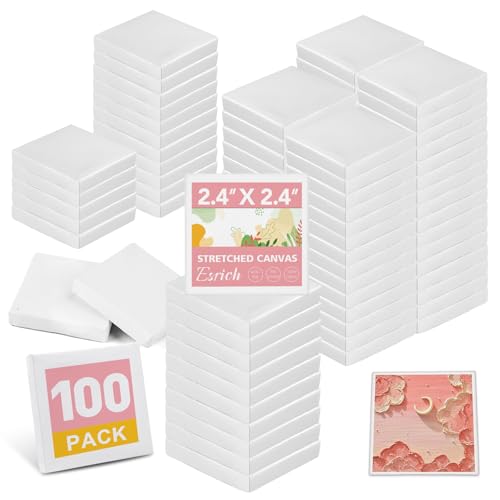 ESRICH Mini Canvases for Painting, Mini Canvas Bulk 100 Pack 2.4x2.4In, 2/5In Profile Small Square Canvases, Blank Canvases are Great for School Projects and Kids Birthday Parties, Home Decor Project. - size: 2.4x2.4in-100 Packs