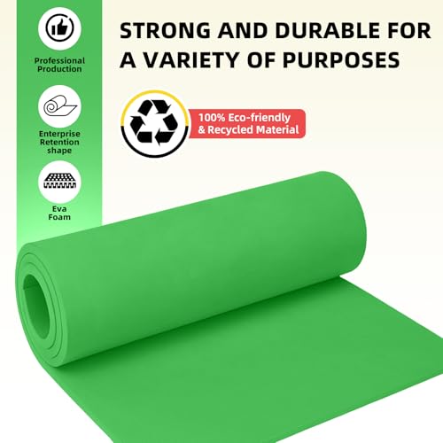 Do²ping Green Eva Foam Sheets Roll, 10mm EVA Craft Foam 39''x13.9'' High Density 86kg/m3 for Halloween Cosplay DIY - color: Green, size: Thickness 10mm