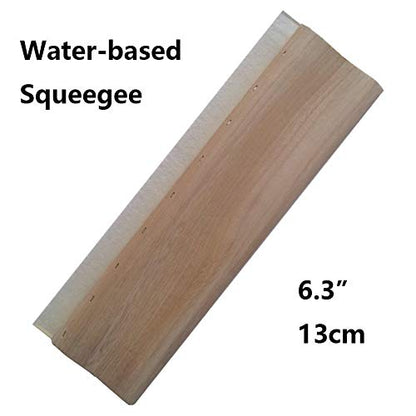 INTBUYING Screen Printing Squeegee Ink Squeegee Wooden Water Scraper 65 Durometer 6.3inches Long 4 inches Wide with Rubber Blade and Wooden Handle - size: 6.3 inches long