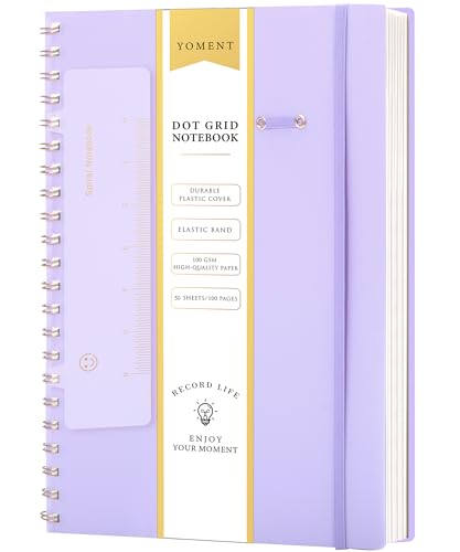 Yoment Bullet Dotted Journal Spiral Notebook 8.5 x 11 A4 Dot Grid Notebooks | 100 GSM Thick Dot Paper, Large Journaling Notebooks for Work School Sketching, A4 Purple - color: Purple, style: F - Dotted - A4