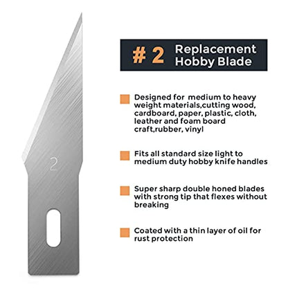 Nicpro 120 PCS Hobby Blades Set SK-5, Utility Refill #2 Art Blades Refill Cutting Tool with Storage Case for Medium to Heavy Craft, Hobby, Scrapbooking, Stencil (Pack of 2) - size: #2 (Pack of 2)