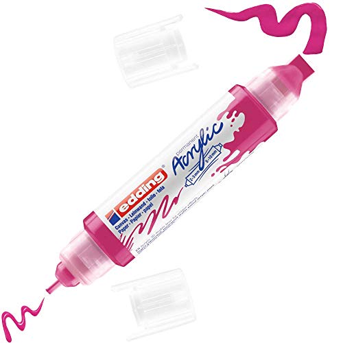 edding 5400 Acrylic 3D Double Liner - Pink - 1 Acrylic Colour Tube - 2 nozzles 2-3,5-10mm - Acrylic Paints for Canvas, Painting Boards and Wood - Waterproof acrylics in Artist-Quality Colours - color: Telemagenta Mat