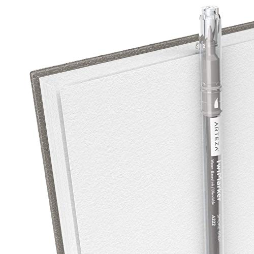 Arteza Sketch Book, 9x12-inch Gray Drawing Pad, 100 Sheets, 68 lb 100 GSM, Hardcover Drawing Book, Spiral-Bound Sketch Pad for Pencils, Charcoal, Pens, Crayons and Other Dry Media