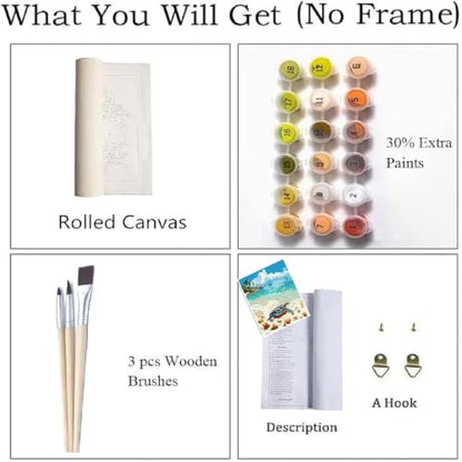 ZRIZQ Beach Paint by Numbers Kit for Adults Beginner,Turtle,16x20 | Full set with rich paints,wooden brushes,rolled canvas.Calming activity.Beginner friendly.Just open and paint. - color: 16"X20"Rolled Canvas-Landscape 14