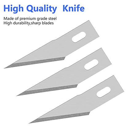 JETMORE 100 Pack Exacto Knife Blades #2, Craft Knife Blades for Art | Wide SK5 edges suit carving and shaping, hobby knife blades #2 fit common handles, with hobby blades stored in a case - size: #2
