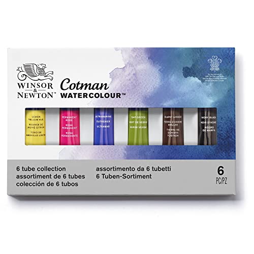 Winsor & Newton Cotman Watercolor Paint Set, 6 Colors, 8ml (0.27-oz) Tubes - style: 6 Tube Set 8ml