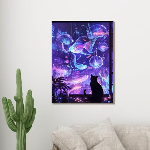 Muzagroo Art Diamond Paintings Kits for Adults Round Full Drill 5D Diamond Art Kits for Beginners Animals Diamond Art Paintings Gem Paintings Diamond Dot Kit 30x40cm(Fish Dream) - color: Fish dream