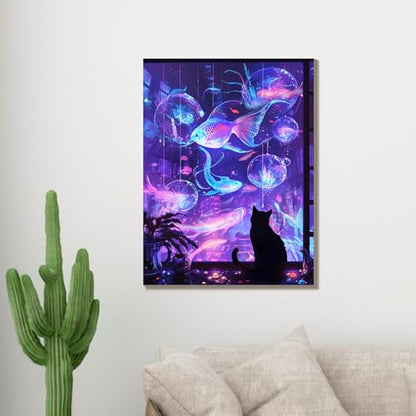 Muzagroo Art Diamond Paintings Kits for Adults Round Full Drill 5D Diamond Art Kits for Beginners Animals Diamond Art Paintings Gem Paintings Diamond Dot Kit 30x40cm(Fish Dream) - color: Fish dream