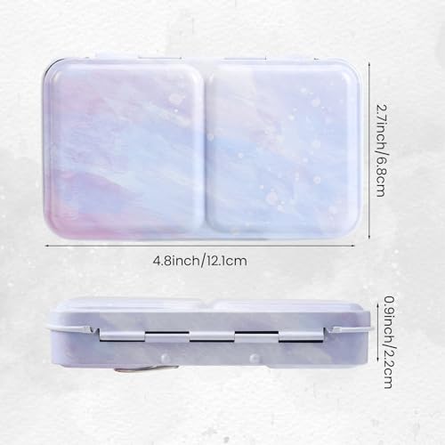 HAUSTG0 Metal Watercolor Palette - Empty Tin with Paint Tray and 14 Half Pans - Travel Palette with Lid - style: Illusionary Water