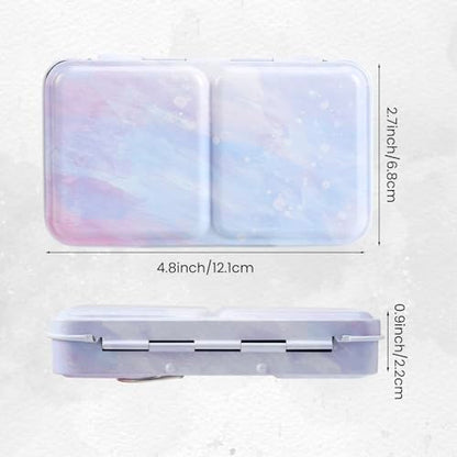 HAUSTG0 Metal Watercolor Palette - Empty Tin with Paint Tray and 14 Half Pans - Travel Palette with Lid - style: Illusionary Water
