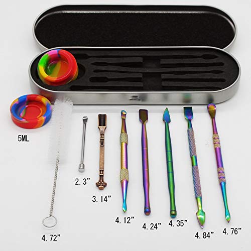 KUVIS Wax Carving Tools with 5ml Silicone Container and Tin Box (Rainbow) - color: Rainbow