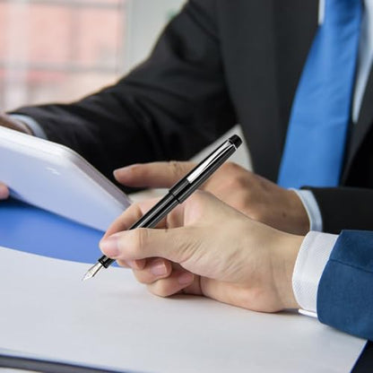 PATIKIL Fountain Pen Medium Nib, Fountain Pen Barrel Handcrafted Pen for Professional Office Journaling Gifts, Transparent Green - color: Transparent Green