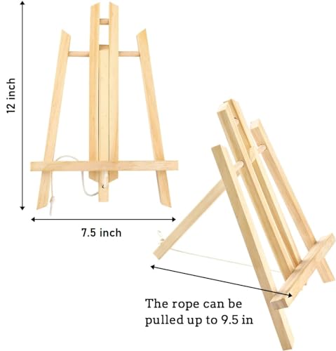 Qatalitic Set of 10 Wooden Easel, 12 Inches Display Easel Stand, H Frame Tabletop Stand for Painting Canvases, Art & Crafts, Business Card Display and Photo Sign Holder