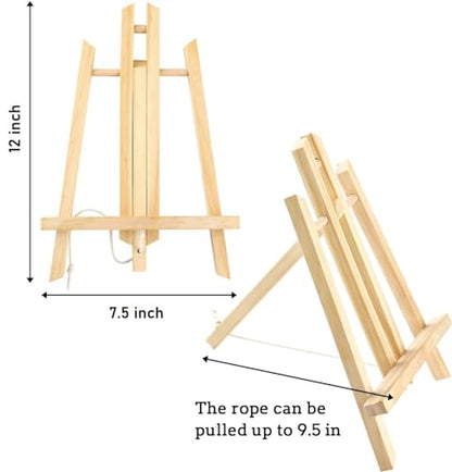 Qatalitic Set of 10 Wooden Easel, 12 Inches Display Easel Stand, H Frame Tabletop Stand for Painting Canvases, Art & Crafts, Business Card Display and Photo Sign Holder