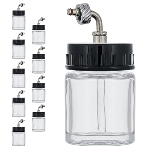 Master Airbrush Brand Box of 10-Each TB-007 Empty 3/4-Ounce, (22cc) Glass Bottle for SB84 Side-Feed Mount Airbrush - size: 0.75oz - Glass - Side-Feed