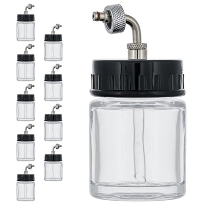Master Airbrush Brand Box of 10-Each TB-007 Empty 3/4-Ounce, (22cc) Glass Bottle for SB84 Side-Feed Mount Airbrush - size: 0.75oz - Glass - Side-Feed