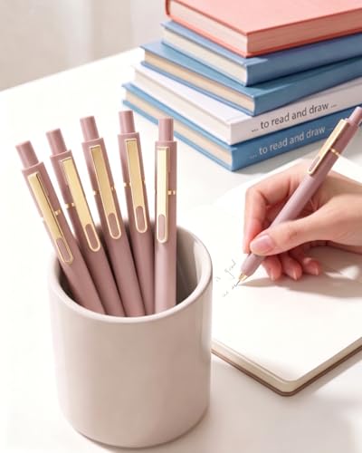 SUNEE Gel Pens, 6 Pack 0.5mm Pens Fine Point Smooth Writing Pens with Quick-Dry Black Ink, Cute Aesthetic School Office Note-Taking Pens for Journaling - Pink - color: Pink, style: 6 Pack