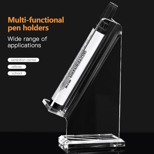 YUXUN Acrylic Pen Holder Display Stand - 30° Tilt Angle | Single Pen Display Stand Multi-Functional Clear Pencil & Makeup Brush Organizer for Office, School, Home and Exhibition -1PC - size: Tilted Pen Stand
