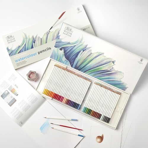 Winsor & Newton Studio Collection, Watercolour Pencil Box Set, 50 piece | Highly pigmented, Wax-Based, Can be Used Wet/Dry, Add Water & Brush to Create Painterly Effects, Break-Resistant Points. - style: 50 Piece Watercolor Pencil Box