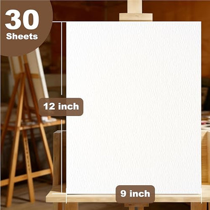 Desecraft Watercolor Paper Pad 9x12 Inch, 30 Sheets 140lb/300gsm Cold Press, Acid-Free Heavyweight Artist Sketchbook for Watercolors, Acrylics, Gouache, Ink & Mixed Media Painting and Drawing