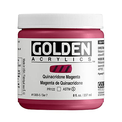 GOLDEN Heavy Body Acrylics, Quinacridone Magenta, 8 fl. oz. Jar
